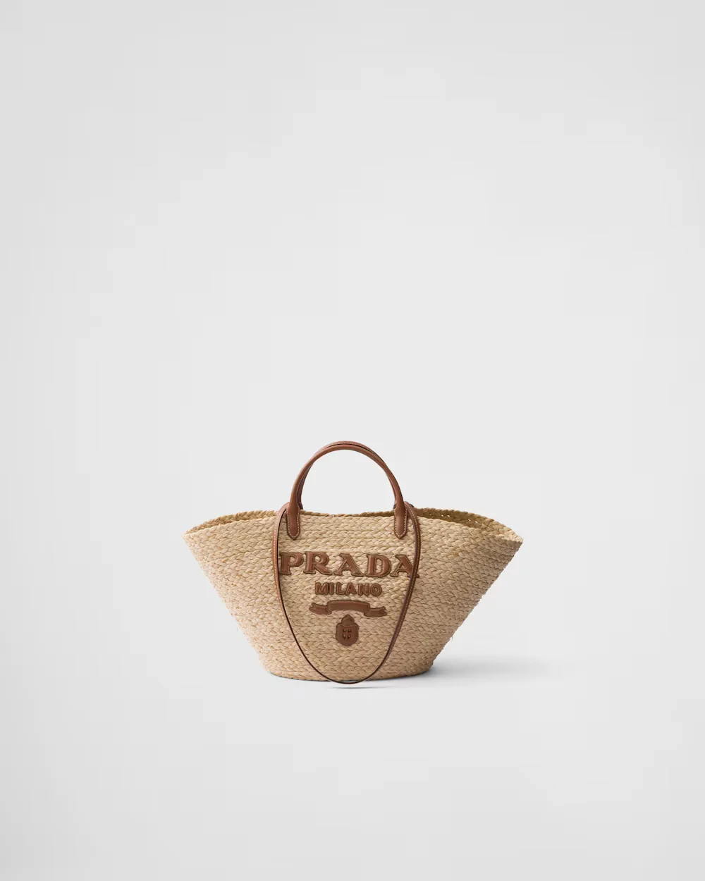 Large raffia and leather shopping bag - Image 1